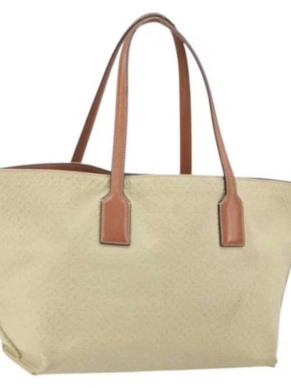 LOEWE Anagram Tote Bag Canvas Beige Auth BA9735